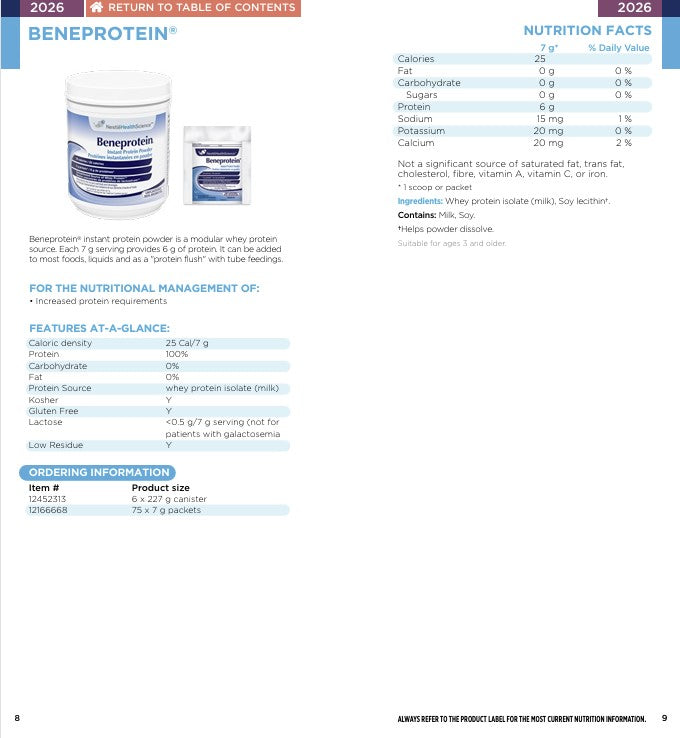 Supplement Beneprotein 227g, Resource — Nutrition information