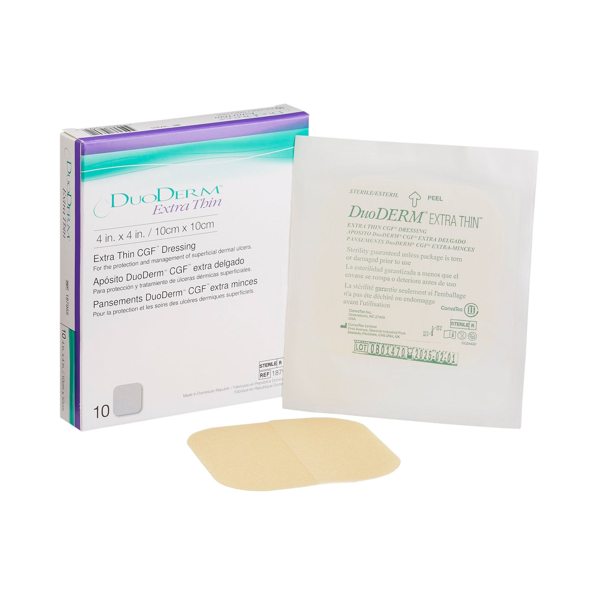 Duoderm Extra Thin Cgf Hydrocolloid Dressing, Sterile, 10cm x 10cm (4in x 4in)