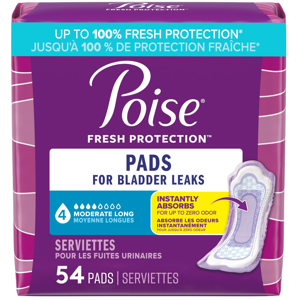 Fresh Protection™ Incontinence Pads for Women - Moderate / Long / 54