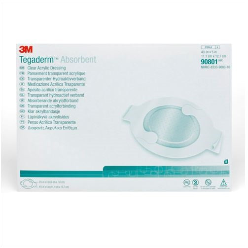 Tegaderm Absorbent Acrylic Dressing 6.25" X 5.6" Oval Hypoallergenic Adherent Film Latex-free