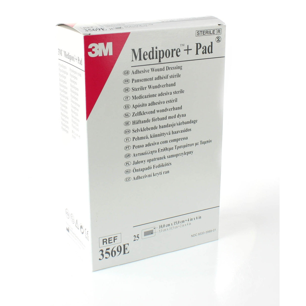 3M 3566E Medipore + Pad Soft Cloth Adhesive Wound Dressing 10cm x 10cm