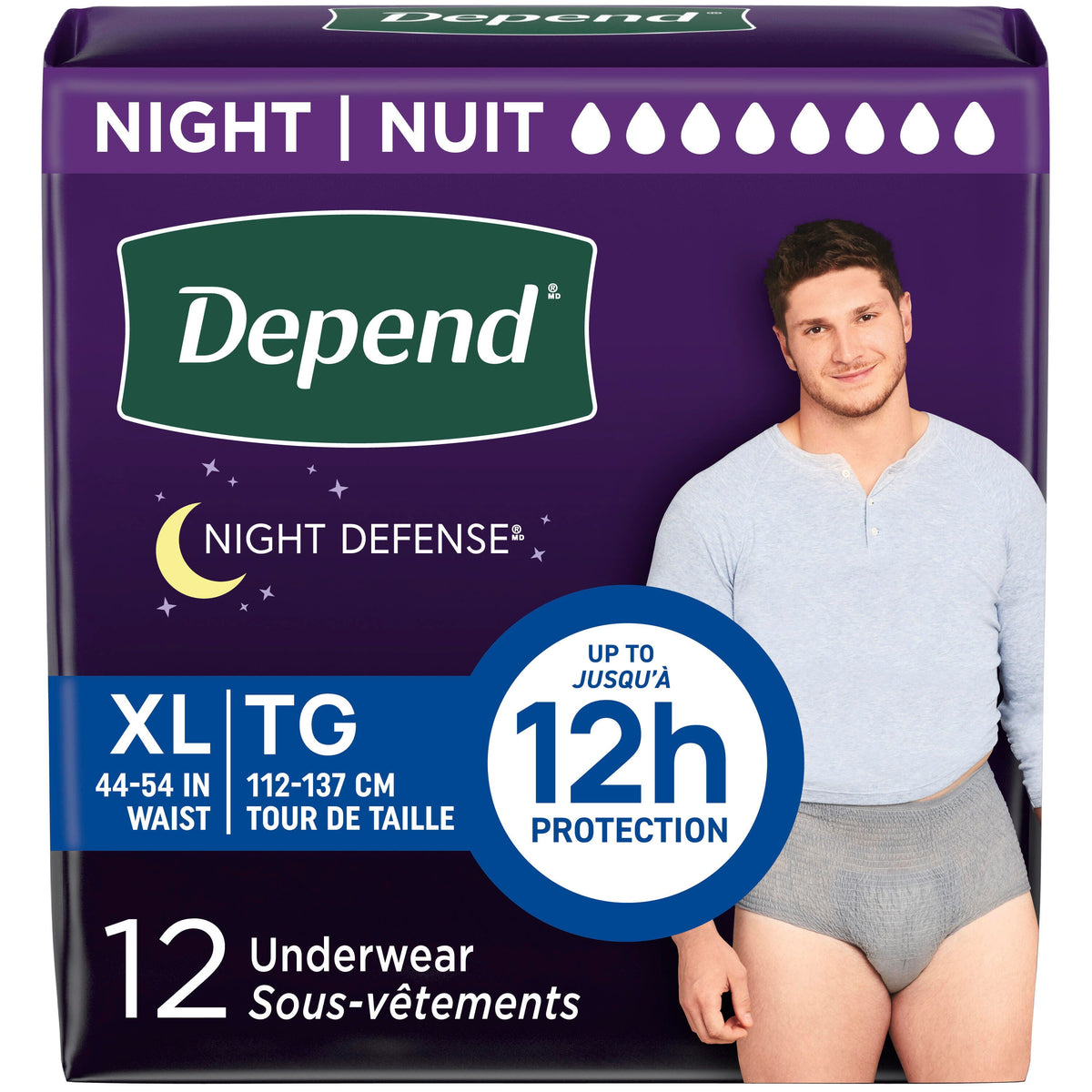 Night Defense® Adult Incontinence Underwear for Men - XL