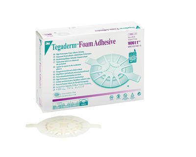 3M 90611 Tegaderm Foam Adhesive, Oval - 4" x 4(1/2)" total, 2(1/2)" x 3" pad, Box of 10 dressings