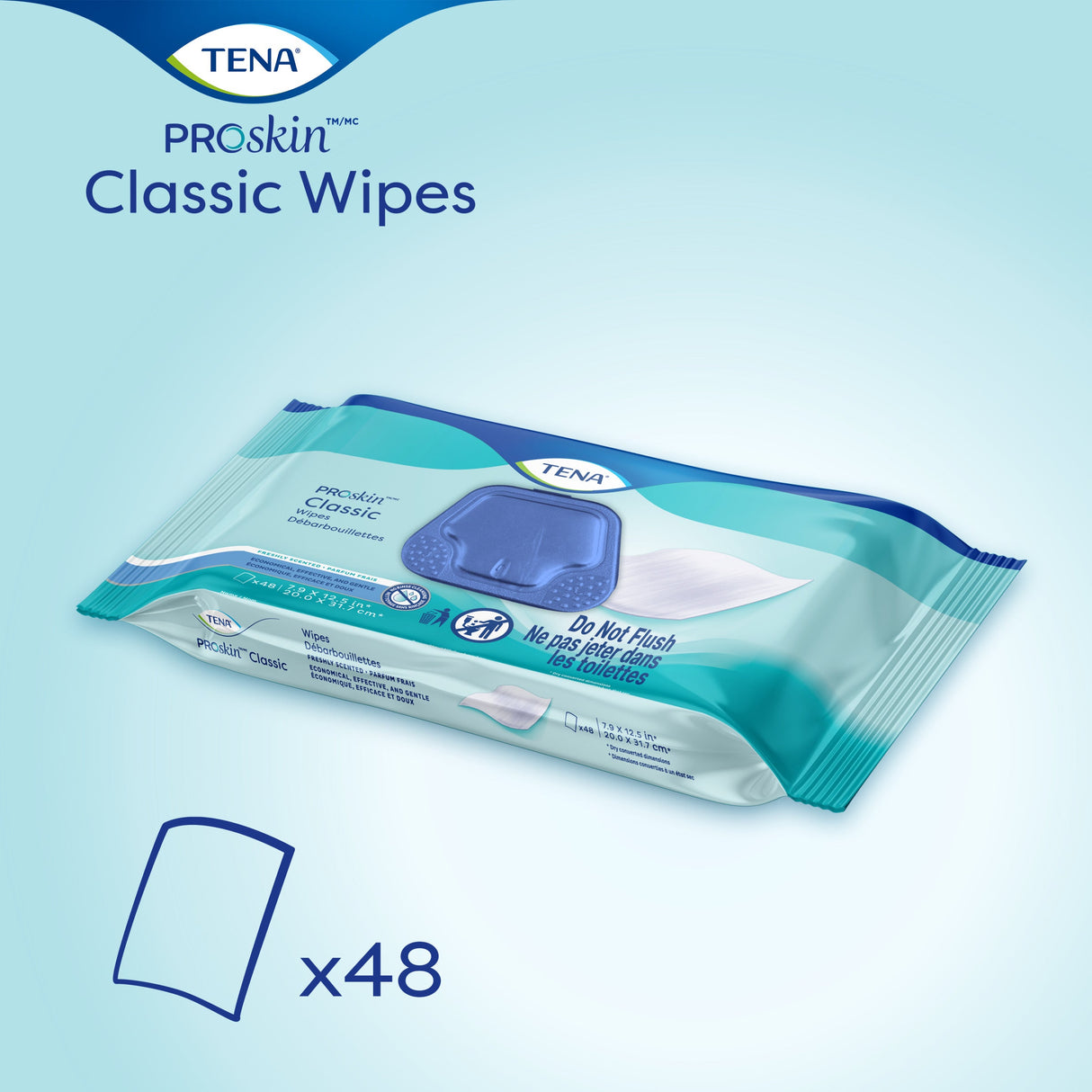 TENA ProSkin Classic Washcloth, Premoistened Wipe