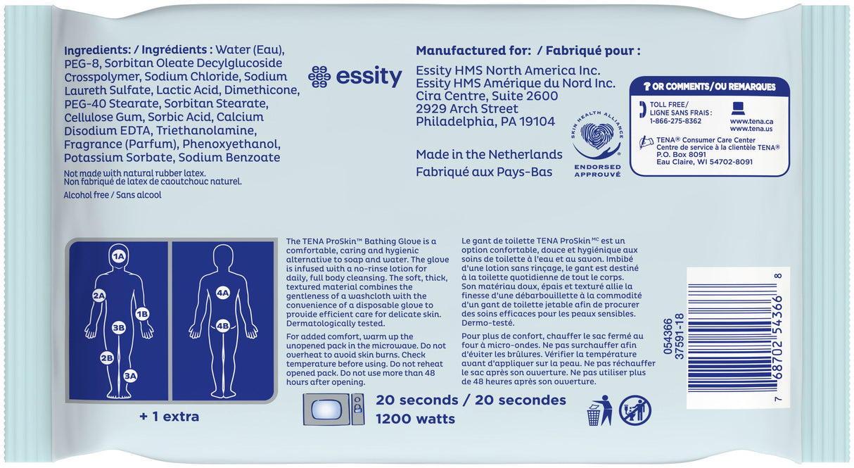 TENA ProSkin Bathing Glove, Premoistened Wipe