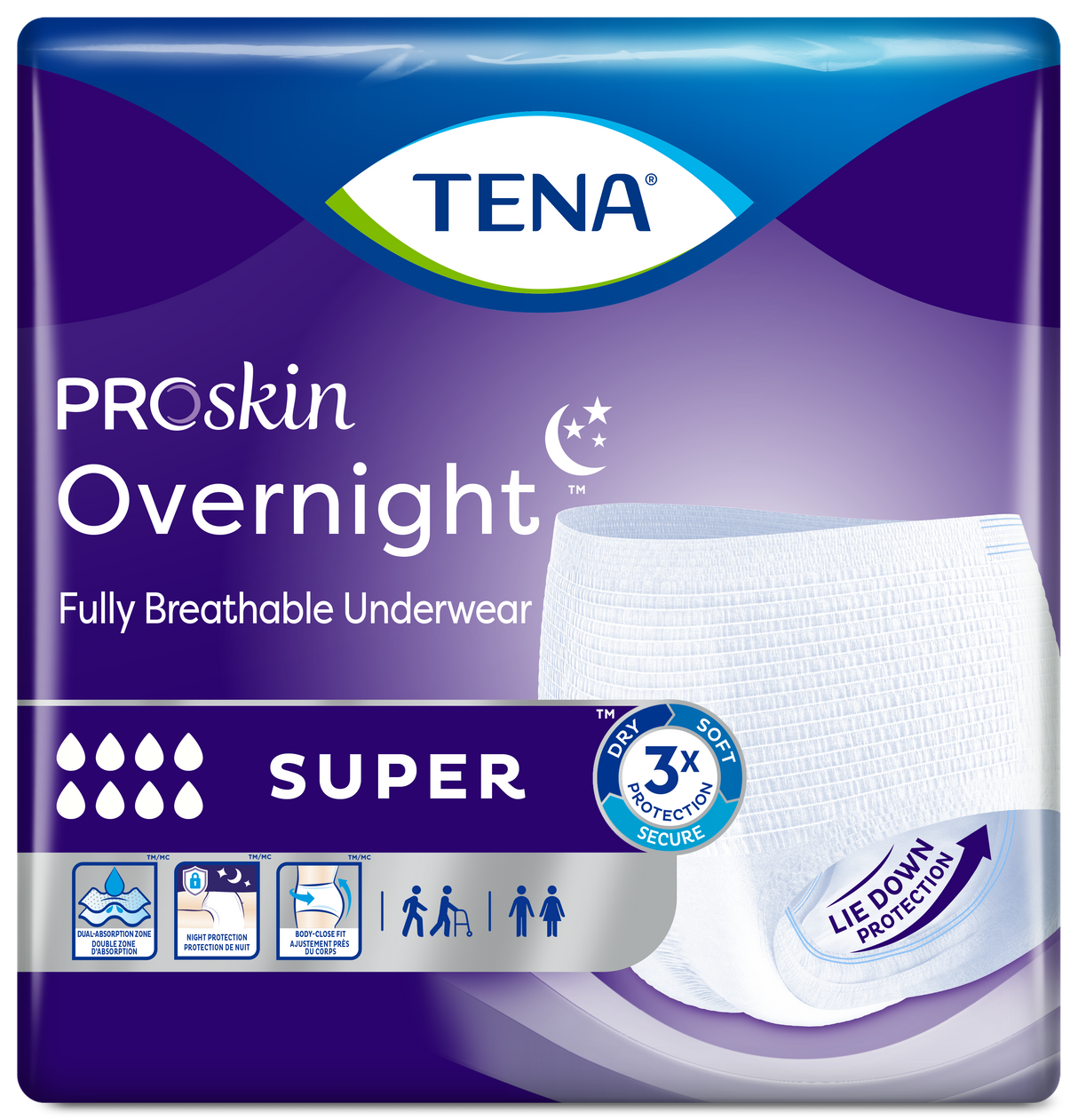 TENA ProSkin Overnight Super Protective Underwear, Heavy Absorbency
