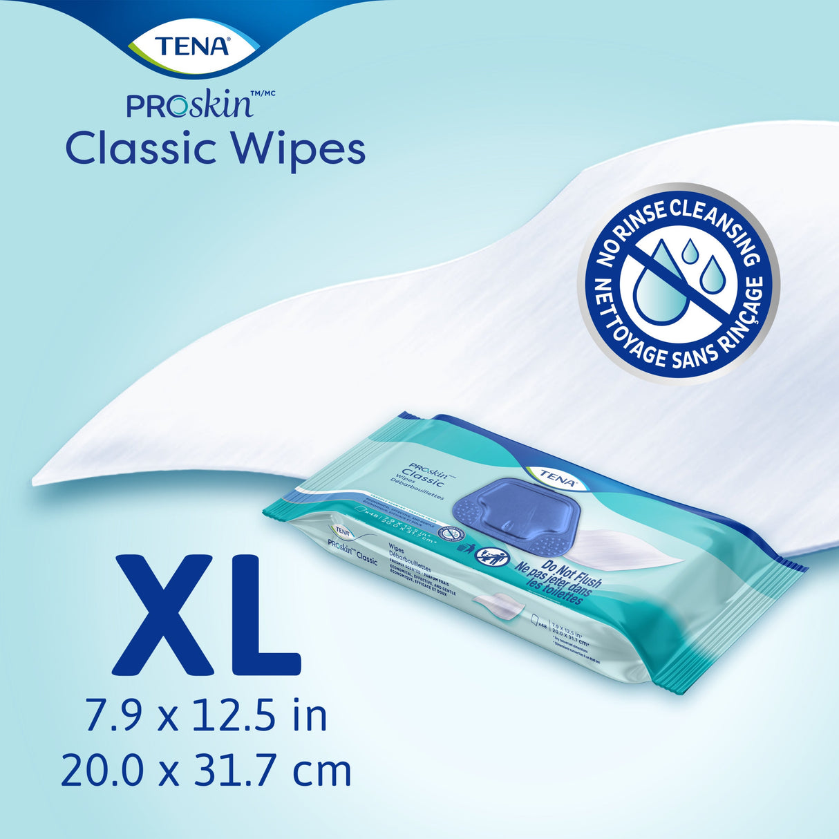 TENA ProSkin Classic Washcloth, Premoistened Wipe