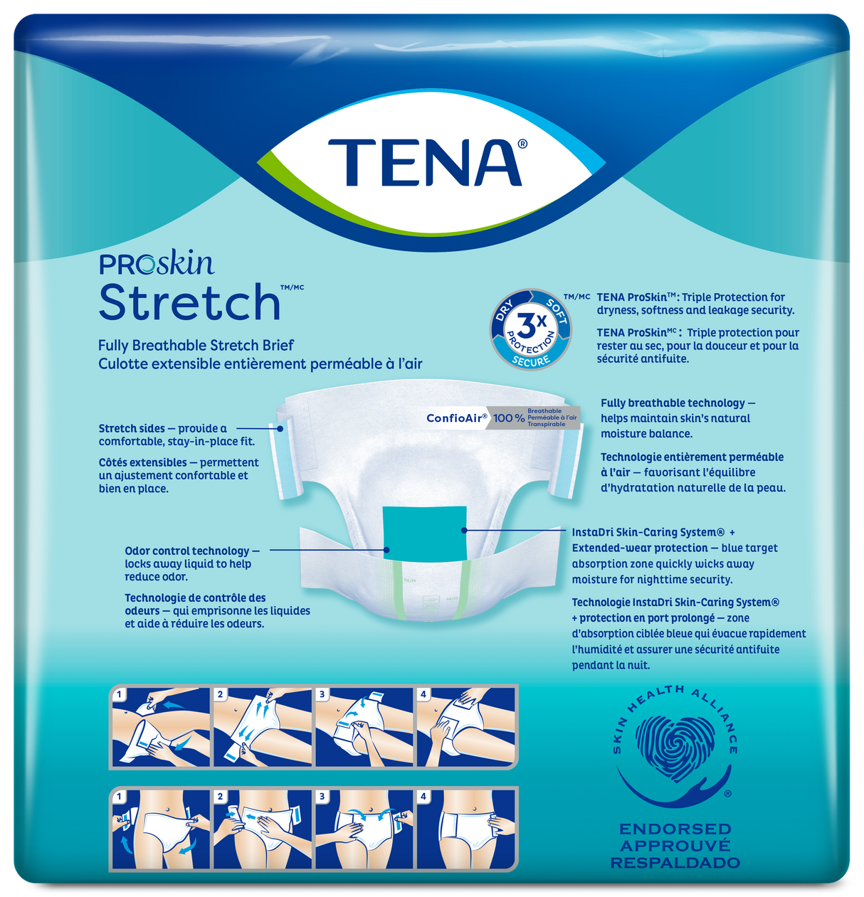 TENA ProSkin Stretch Super Incontinence Brief, Heavy Absorbency