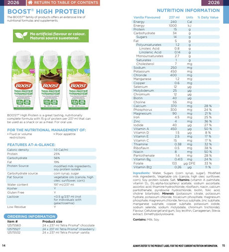 Boost High Protein 237ml Vanilla 15g Protein Oral USE Only — Nutrition information