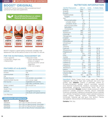 Boost Original 237ml Vanilla Oral USE Only — Nutrition information