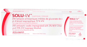 3M 10106 BX/100 SOLU-I.V. 2% CHLORHEXIDINE GLUCONATE 70% ALCOHOL, MEDIUM SWABS.