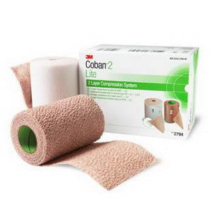 Coban 2 Layer Lite Compression System, 4in x 2.9yds, 3in x 3.5yds Unstretched, Latex-Free