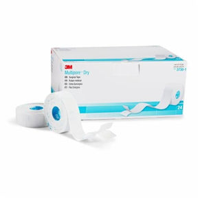 BX/12 MULTIPORE DRY SURGICAL TAPE (1/2"x5M) PIQUE HYPOALLERGENIC ELASTIC STRETCH NON-STERILE LATEX-FREE - 1/2×5m