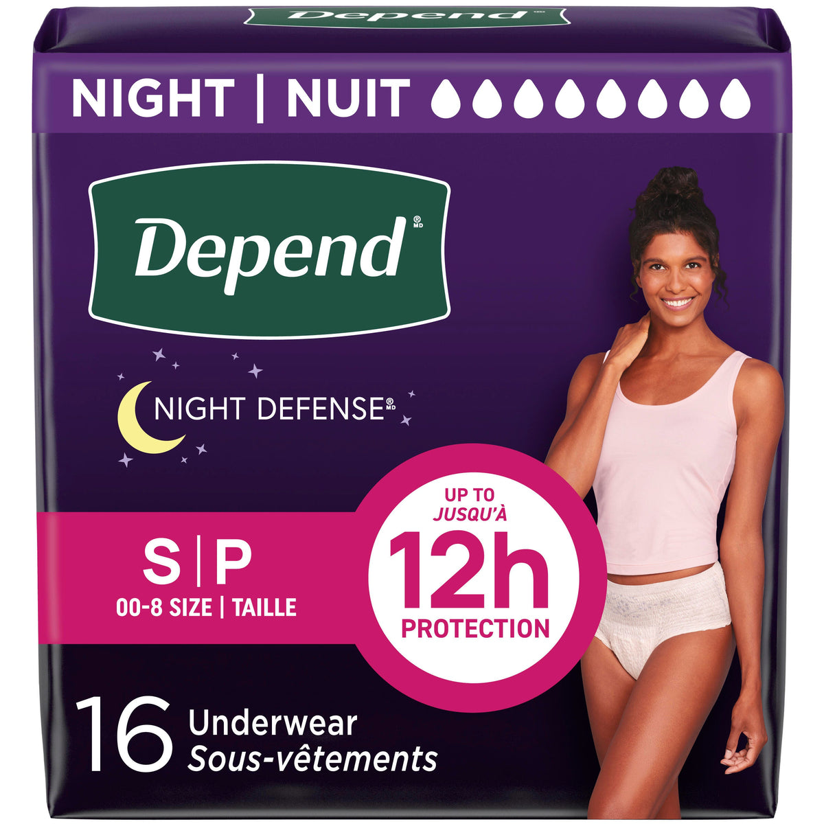 Night Defense® Adult Incontinence Underwear for Women - S