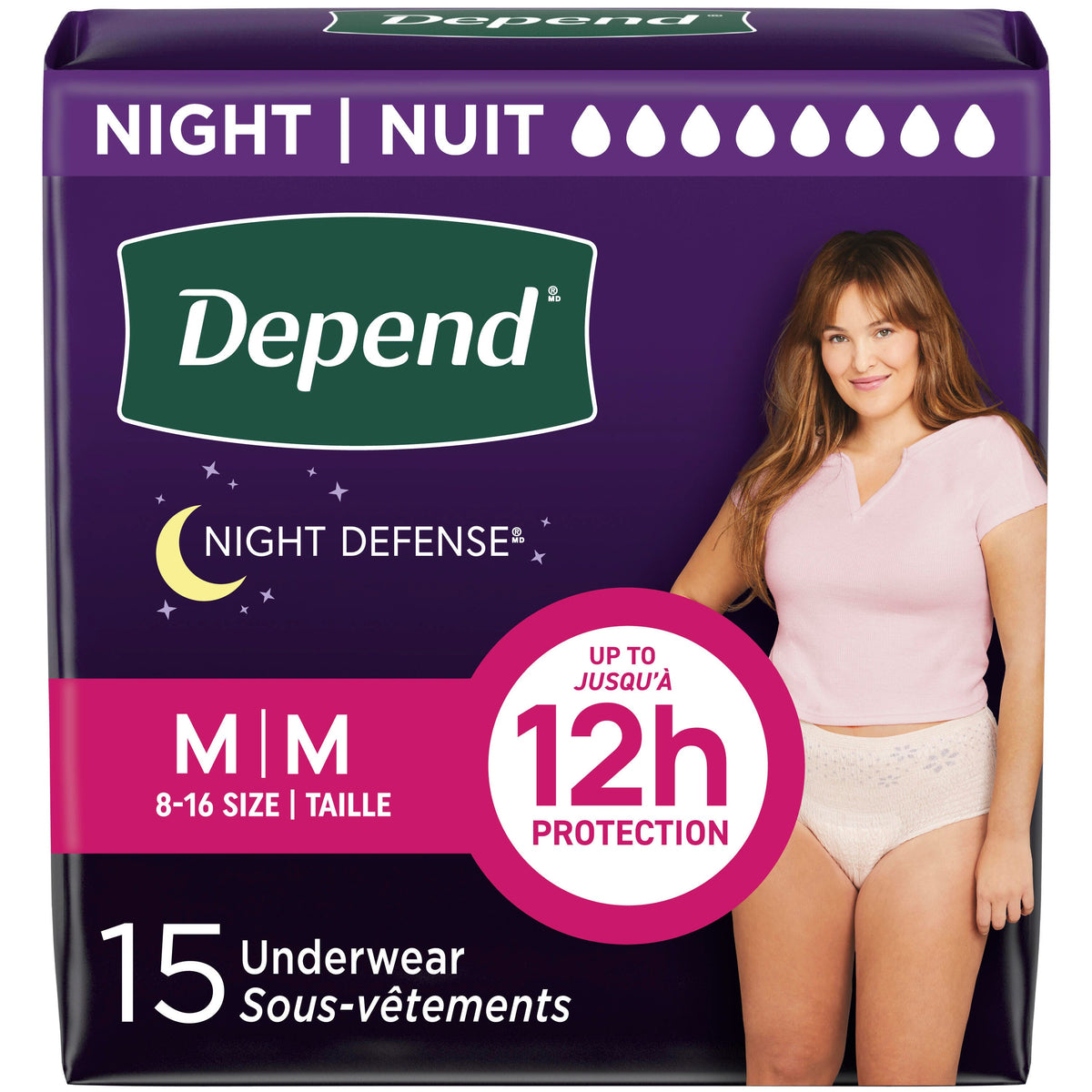 Night Defense® Adult Incontinence Underwear for Women - M