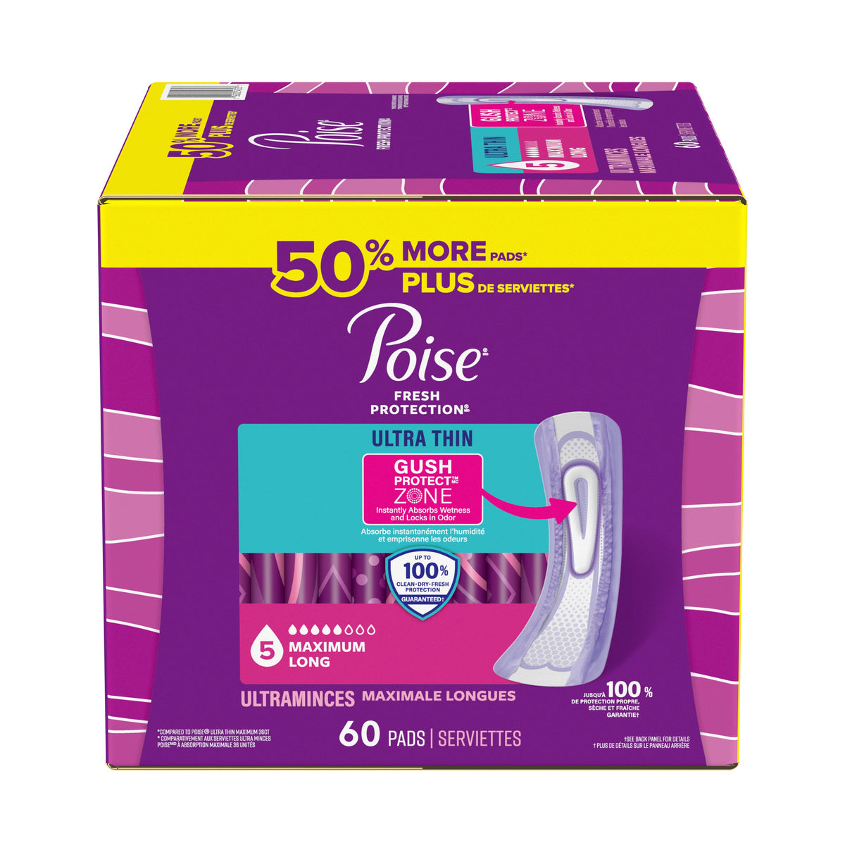 Fresh Protection™ Ultra Thin Incontinence Pads for Women - Long / 60