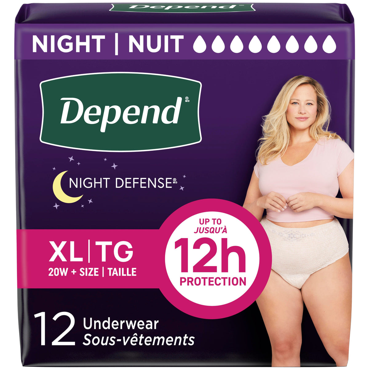 Night Defense® Adult Incontinence Underwear for Women - XL