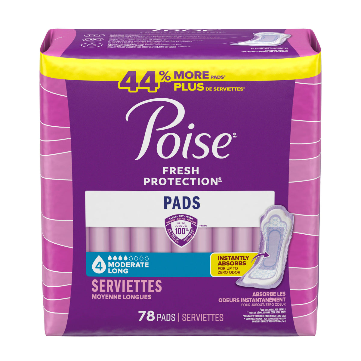 Fresh Protection™ Incontinence Pads for Women - Moderate / Long / 78