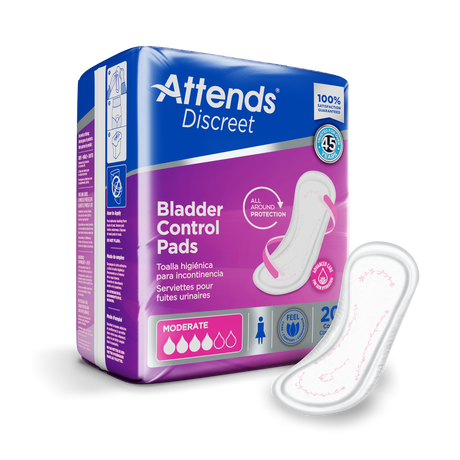 Attends Discreet Women's Moderate Pads - L-10.5" W-4.25"