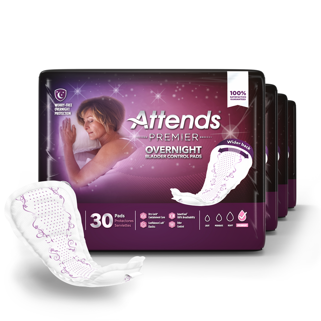 Attends Premier Overnight Bladder Control Pads - L-15.16" W-7.48"