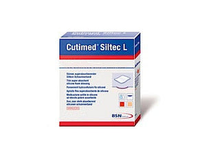 BX/10 CUTIMED SILTEC B FOAM DRESSING W/SUPER ABSORBERS AND SILICONE LAYER, ADH BORDER, 7.5CM X 7.5CM - 7.5×7.5cm / 7.5cm