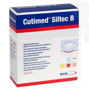 BX/10 CUTIMED SILTEC B FOAM DRESSING W/SUPER ABSORBERS AND SILICONE LAYER, ADH BORDER, 7.5CM X 7.5CM - 17.5cm