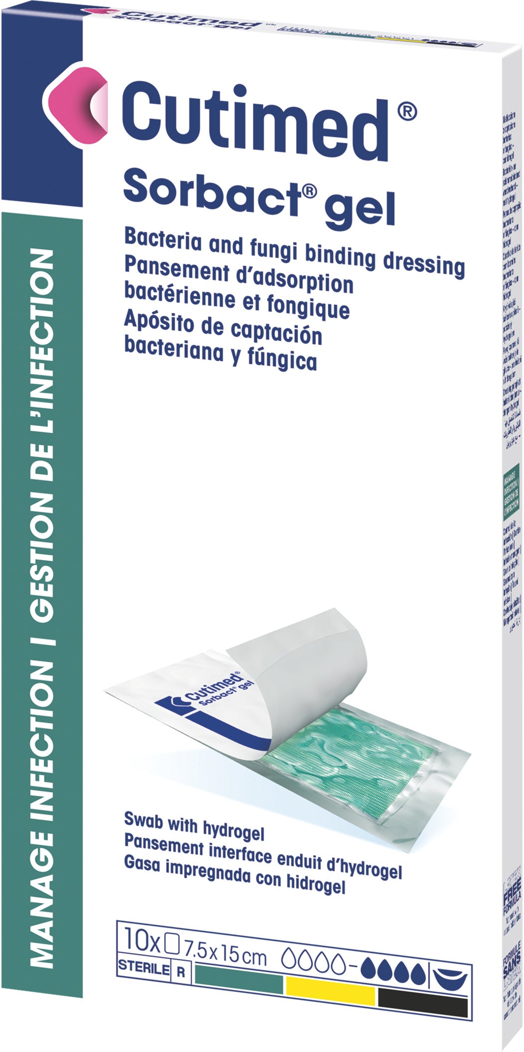 Cutimed Sorbact Antimicrobial Dressing W/bacteria-binding AND Hydrogel 7.5cm X 15cm — 7.5×15cm / 7.5cm
