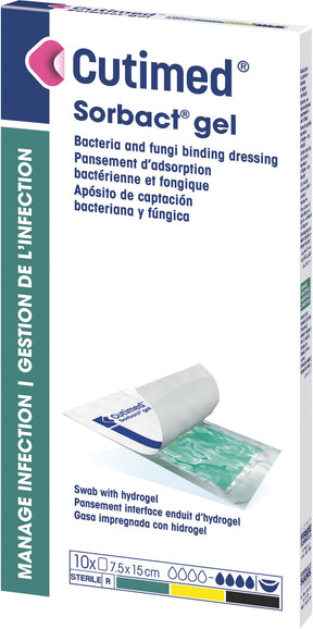 Cutimed Sorbact Antimicrobial Dressing W/bacteria-binding AND Hydrogel 7.5cm X 15cm — 7.5×15cm / 7.5cm