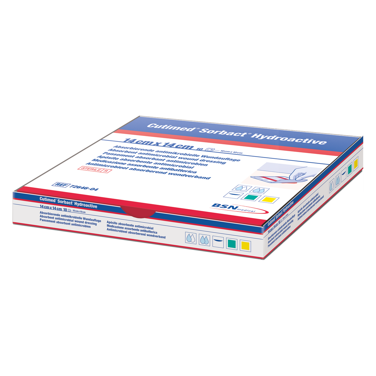 Cutimed Sorbact Hydroactive Antimicrobial Dressing 14cm X 14cm PAD 10cm X 10cm) — 14×14cm / 10×10cm