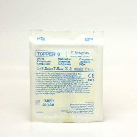 JNJ TS8072 BX/100  (36/CS) Topper 8 Swab Sterile  7.5cmX7.5cm Patient ready 3