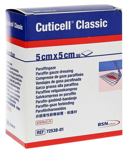 Cuticell Classic Non-Adh Dressing Impregnated W/Paraffin 5Cm X 5Cm (Hospital Pack) - 5×5cm / 5cm