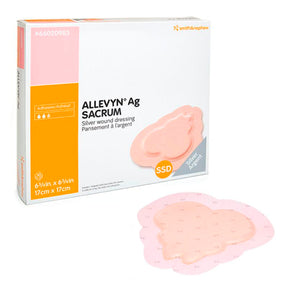 BX/10 ALLEVYN AG ADHESIVE SACRUM DRESSING, SIZE 22CM X 22CM - 22×22cm / 22cm