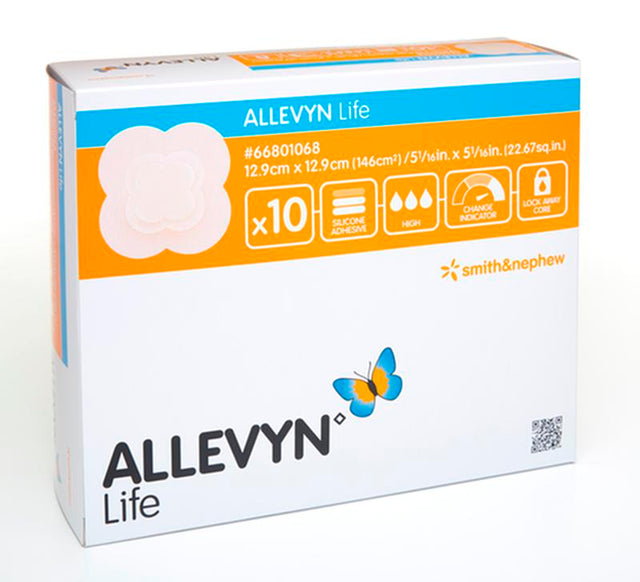 BX/10 ALLEVYN LIFE ADHESIVE FOAM DRESSING, SIZE 10.3 CM X 10.3CM - 12.9×12.9cm / 12.9cm