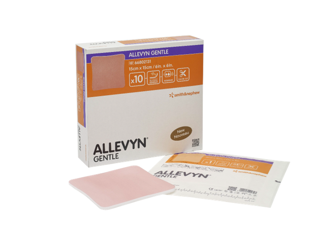 Allevyn Gentle Adhesive Foam Dressing 5cmx5cm Sensitive Skin Latex-Free - Box Of 10 - 5×5cm