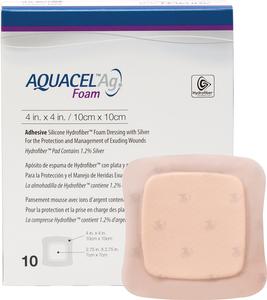 BX/5 FOAM DRESSING WITH SILVER AQUACEL AG EXTRA  10CMX10CM(4"x4") STERILE - 10×10cm