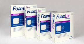 BX/10 FOAMLITE MOISTURE-RETENTIVE DRESSING 5CM x 5CM STERILE THIN FLEXIBLE PERFORATED GENTLE SILICONE ADHESIVE FOR LOW-EXUDING ACUTE WOUNDS - 5×5cm / 5cm