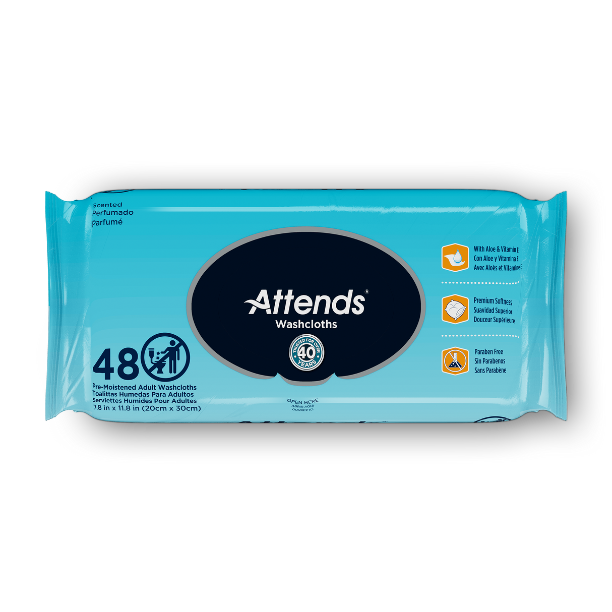 Attends Scented Washcloths - 8.7" X 12.6"