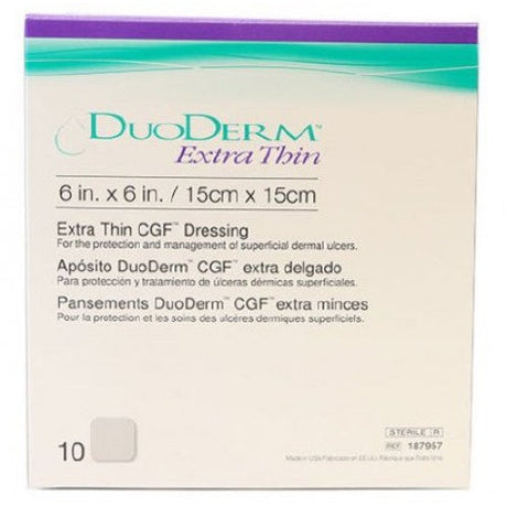 BX/10 DUODERM EXTRA THIN CGF HYDROCOLLOID DRESSING, STERILE, 10CM X 10CM (4IN X 4IN) - 15×15cm / 6×6in