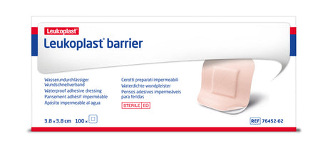 Leukoplast Barrier Adhesive Dressings, Waterproof, Beige, 3.8 cm x 3.8 cm, Box of 100