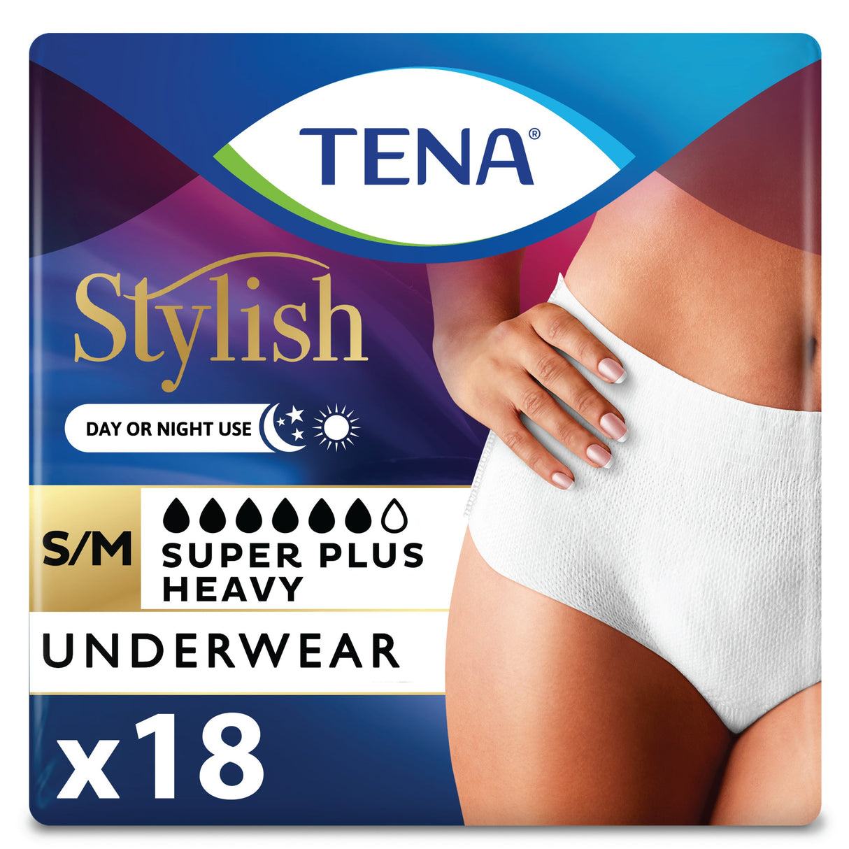TENA Stylish Super Plus Underwear for Women, Heavy Absorbency