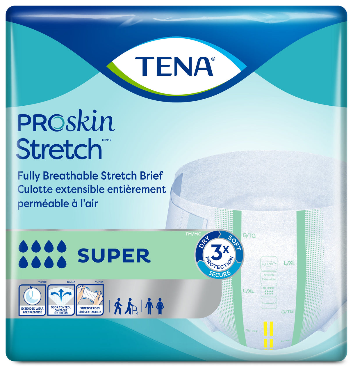 TENA ProSkin Stretch Super Incontinence Brief, Heavy Absorbency