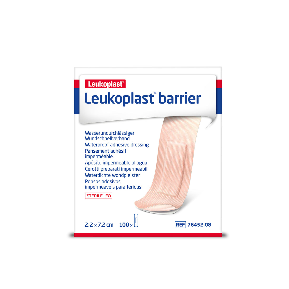 Leukoplast Barrier Adhesive Dressings, Waterproof, Beige, 7.2 cm x 2.2 cm, Box of 100