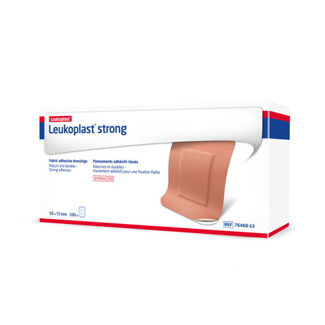 Leukoplast Strong Adhesive Dressings, Beige, 5.0 cm x 7.2 cm, Box of 100