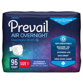 Prevail Air Overnight Incontinence Adult Brief, Size 1, Medium, 96 count