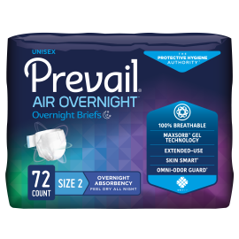 Prevail Air Overnight Incontinence Adult Brief, Size 2, Large, 72 count