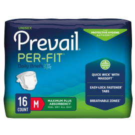 Prevail Per-Fit Incontinence Maximum Absorbency Adult Briefs, Medium, 96 count