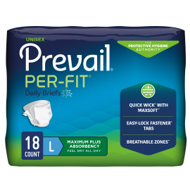 Prevail Per-Fit Incontinence Maximum Absorbency Adult Briefs, Large, 72 count