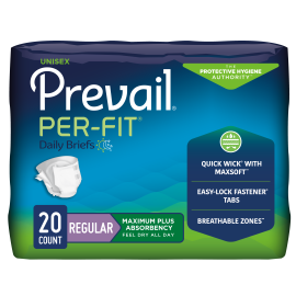 Prevail Per-Fit Incontinence Maximum Absorbency Adult Briefs, Regular, 80 count