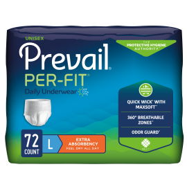 Prevail Incontinence Per-Fit Protective Underwear, Large, 72 count