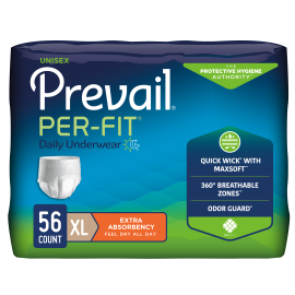 Prevail Incontinence Per-Fit Protective Underwear, Extra Large, 56 count